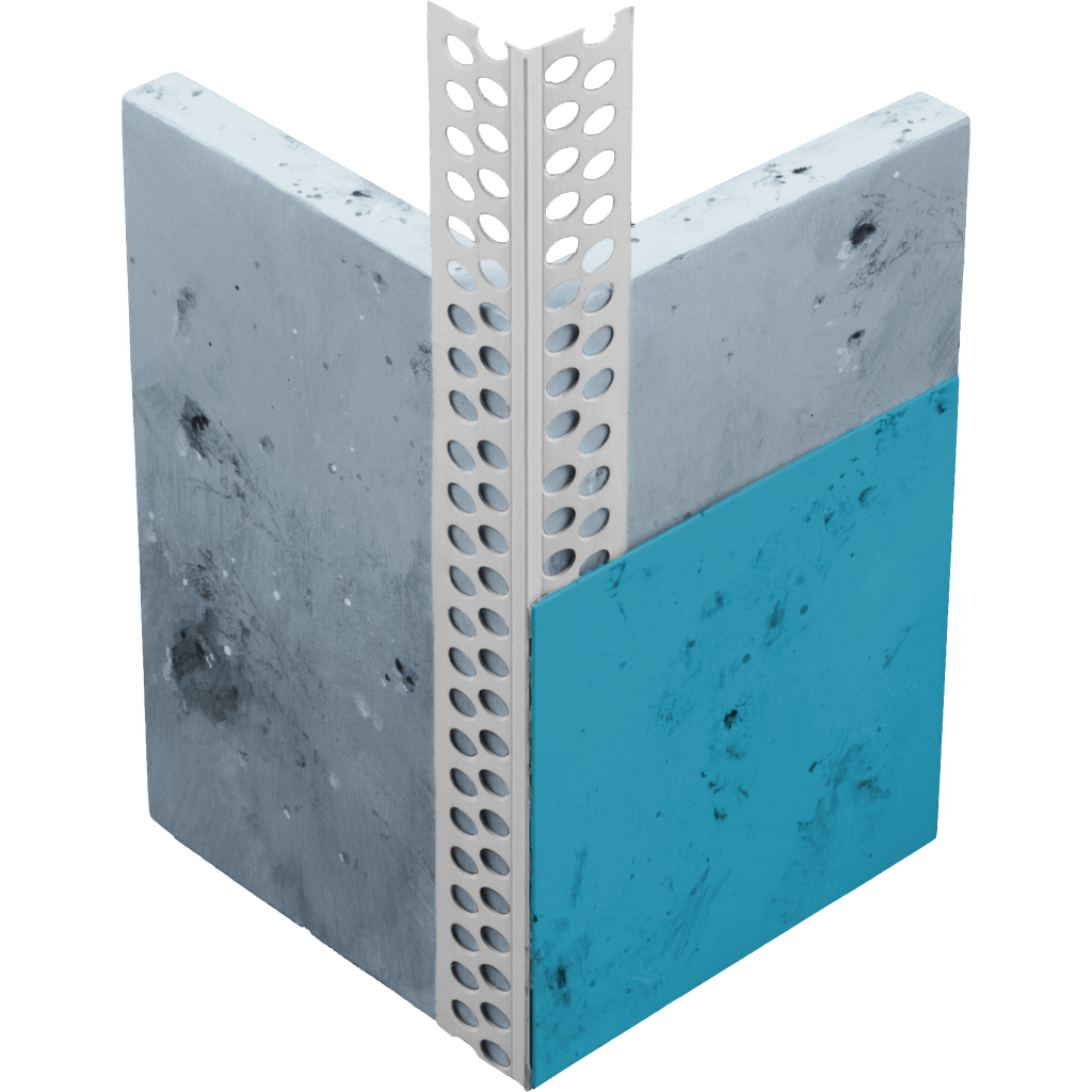 [LOP1112000001] Profilé d'angle perforé perfect pour arrondis PVC, 25x25mm, Repère d'enduit 1mm, 2.50m de long