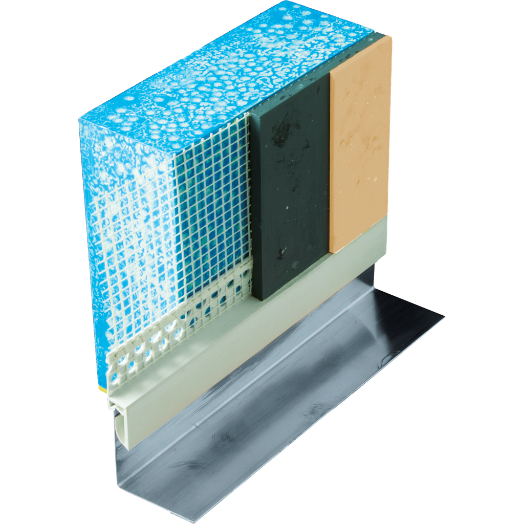 [LOP6404000001] Profilé de jonction sur solin avec fibre soudée de 10 cm, 5 - 10 mm d'enduit, 2.5m de long