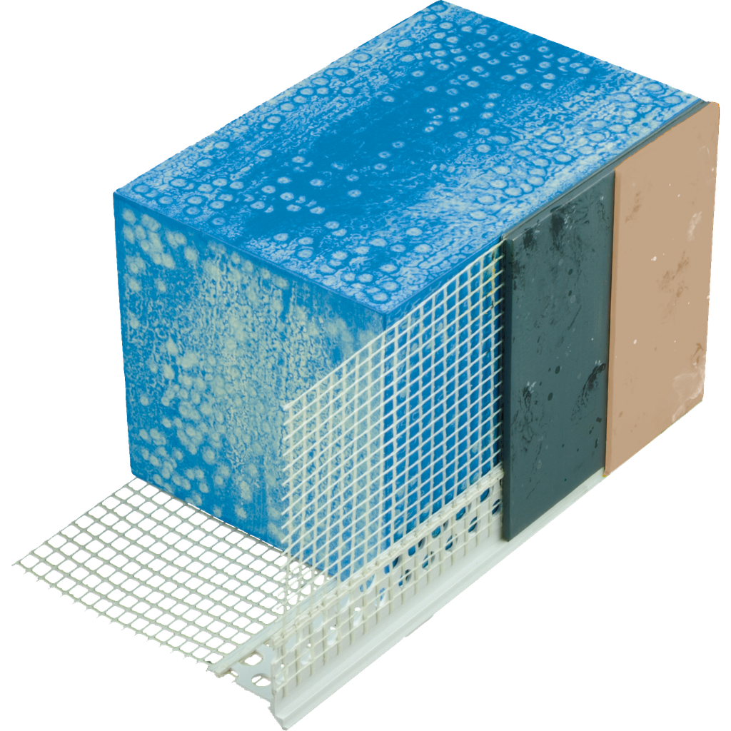 Profilé d'angle avec goutte d'eau, PVC avec fibre soudée de 10cm, 10x10cm, Blanc, 2.50m