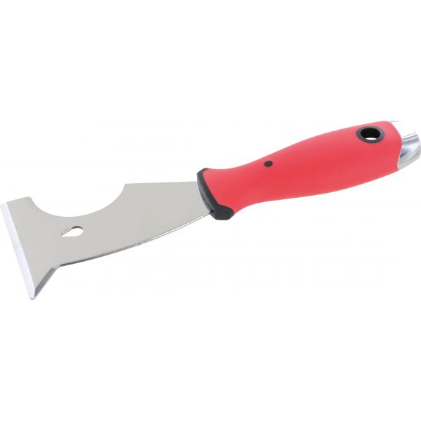 [TRI128019] Multifunktionsspachtel 5 in 1 Edelstahl,2K-Griff, rot-schwarz - Spatule multifonctions 5 en 1 en acier inoxydable, manche 2K, rouge noir