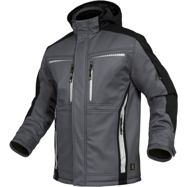[TRIFLEXI27M] Winter-Softshell pongee+Membran+Fleece - jacket, breathable, wind and water-resist. Flexline (Grau/Schwarz - Gris/Noir, Taille M)