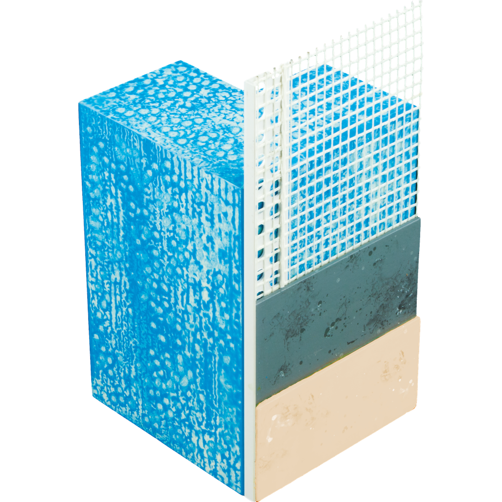 [LOP6410000001] Profile d'arrêt latéral d'enduit, PVC avec fibre de verre soudée de 10cm S 23mm, Longueur 2.5m (5mmx23mm)