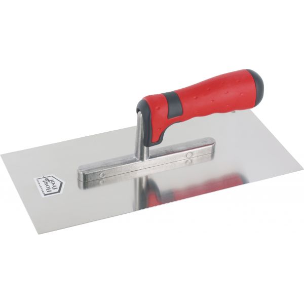 [TRI231200] Glättekelle 28x13cm, Edelstahl, 2K-Gr., rot/anthrazit (Ungezahnt - Sans dent)