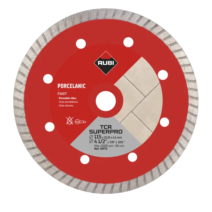 [RUB31972] Disque diamanté pour grès cerame turbo jante rainurée (TCR) (115 SUPERPRO)