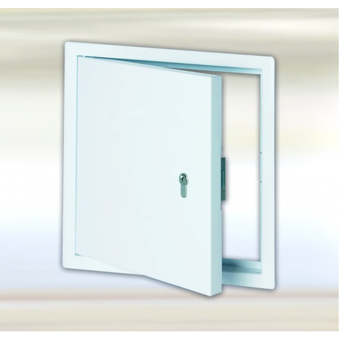 [FFSBPZ200200W] Système B4 - Trappe de visite préparée pour serrure à pêne dormant avec serrure cylindre profilé (Tôle d'acier, 200x200mm)