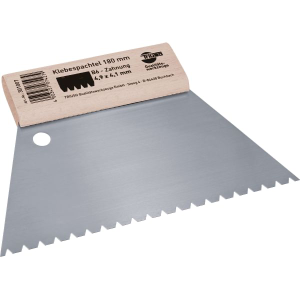 Klebespachtel Blatt aus Bandstahl, Blattbreite 180mm, mit Naturholzgriff