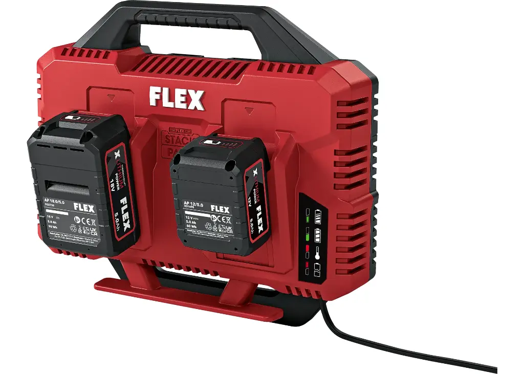 [FLEX534492] FLEX chargeur double CA SP 2x 12/18 + 4 batteries AP 18/5.0 + petite boîte d'organistation TK-L SP SO