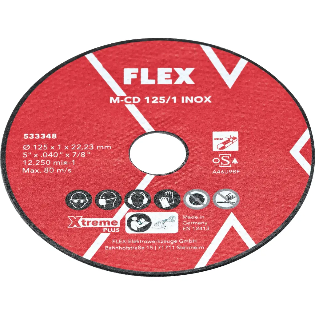 [FLEX533348] FLEX 10 x disque à tronçonner fin (1 mm) pour acier inoxydable/acier Ø125mm M-CD 125/1 INOX 10VE 