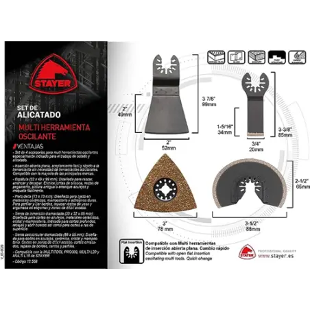 [STA12.558] Stayer Set Multitool pour multifonctions (Set de Carrelage (4 Pcs))