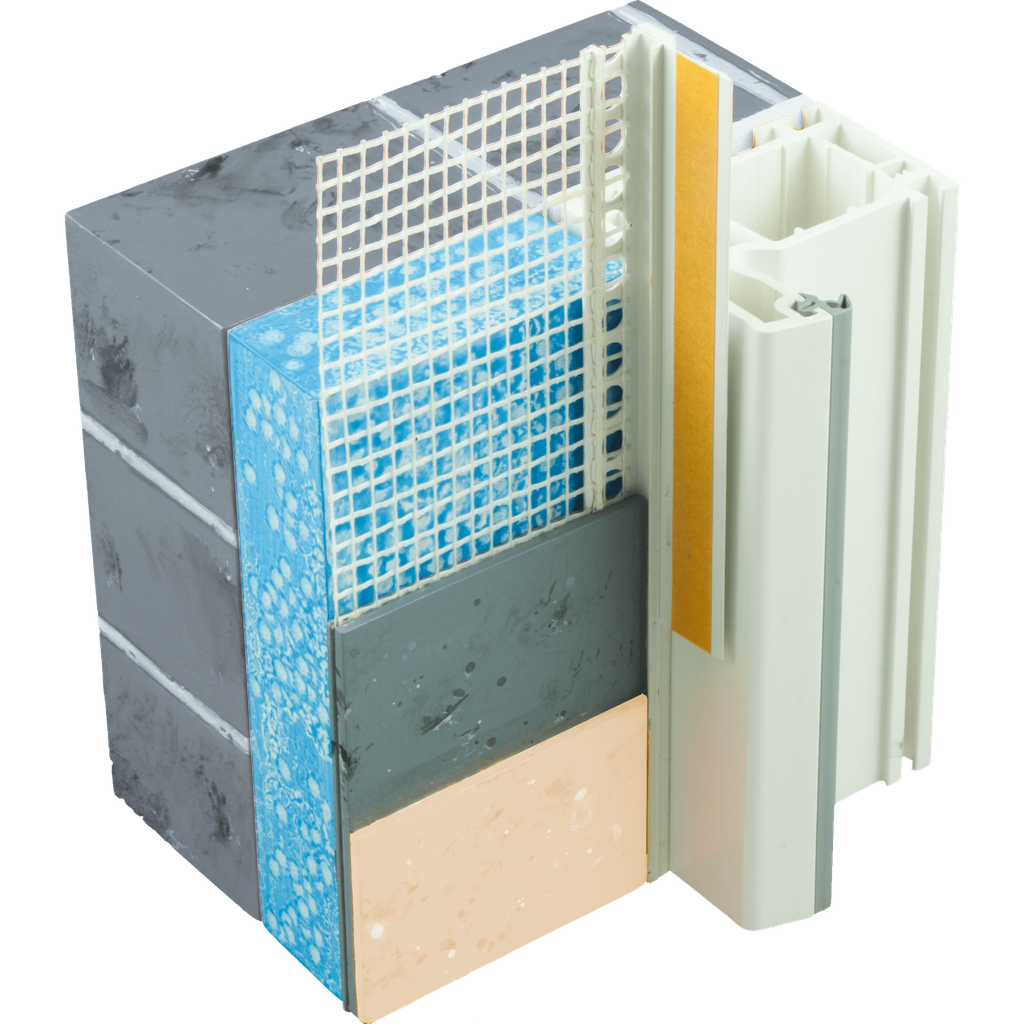 [MDB8167050240] Profilé de finition et protection pour portes et fenêtres PROFI INTER GWS, Repère d'enduit 6mm - 2.40m (PRO 8167 Blanc - 2.40m - Repère d'enduit 6mm)
