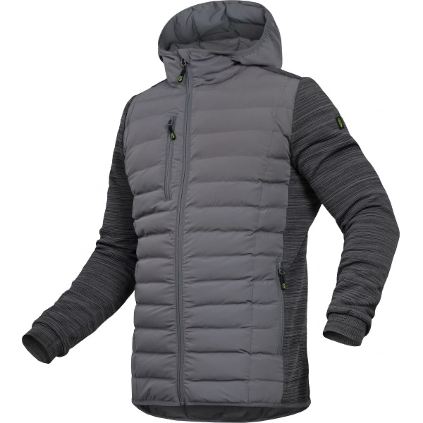 [TRICAHYJ07M] HE-Hybridjacke Strick/Steppstoff mit Kapuze - Hybridjacke (Grau - Gris, Taille M)