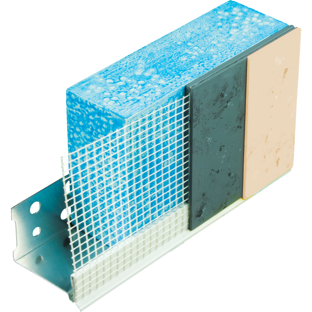 [LOP4650000001] Profilé d'arrêt PVC à clipser avec Fibre de 10cm, enduit de 10mm, longueur 2.5m (5mmx23mm)