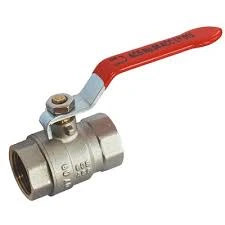 [TM2360017] 2380 Vanne à sphère laiton MISTRAL F-F ISO228  poignée acier plate rouge (1/2'')